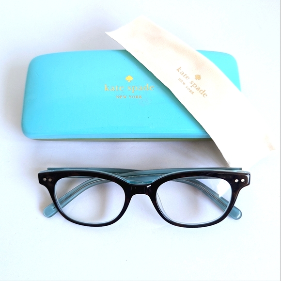 Kate Spade Eyeglasses Frames Readers ๐ Marbled Brown & Light blue Glasses - Picture 16 of 16